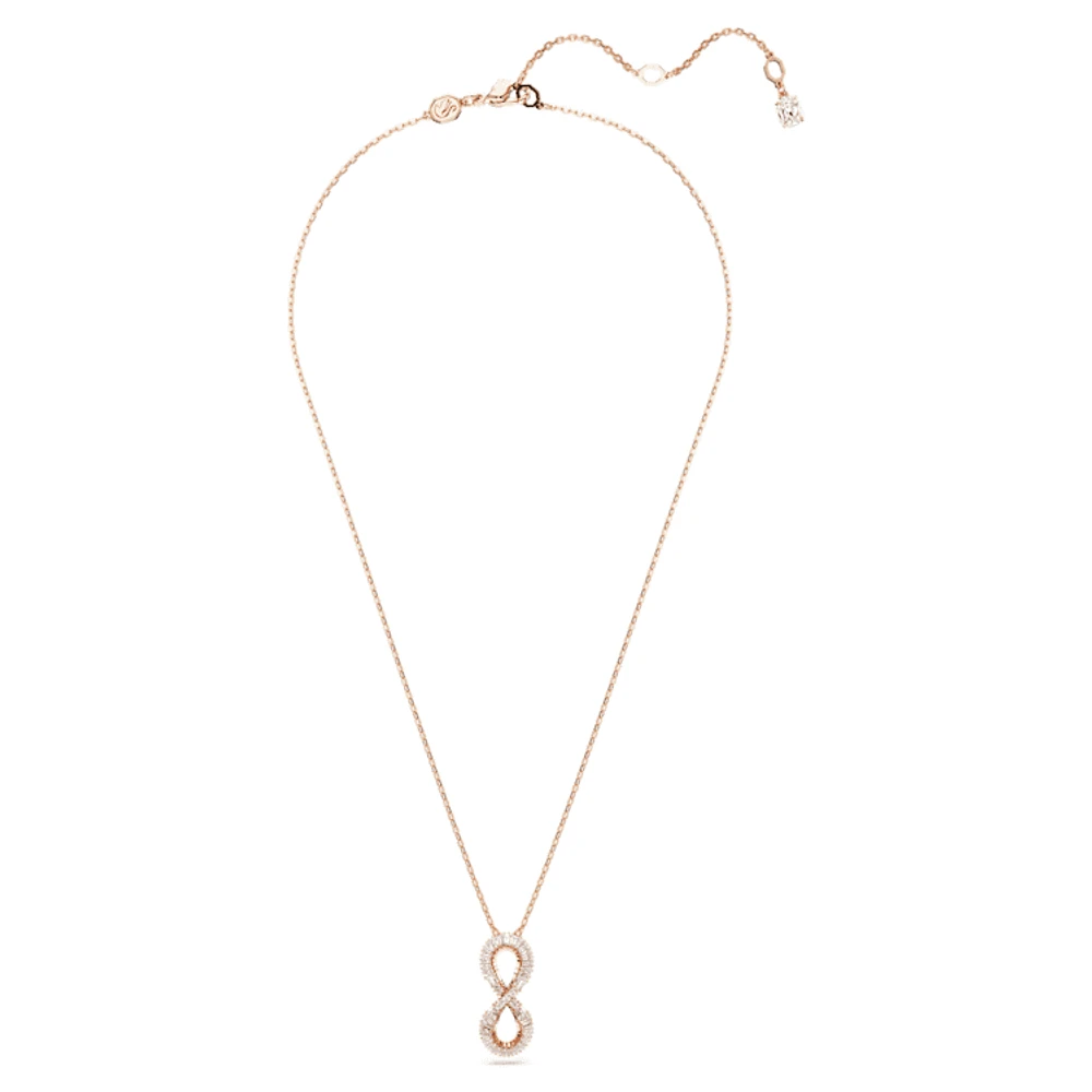 Hyperbola pendant, Infinity, White, Rose gold-tone plated by SWAROVSKI