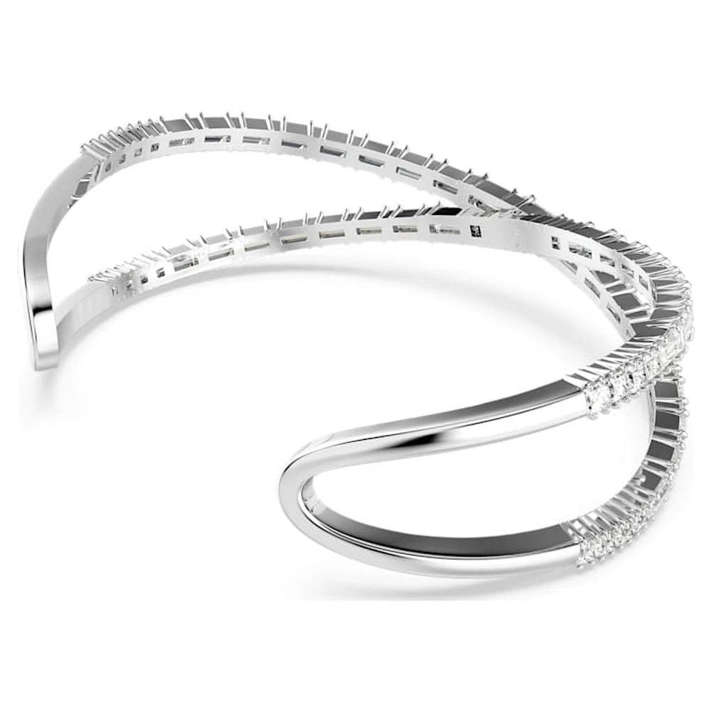 Hyperbola cuff, Infinity, White, Rhodium plated by SWAROVSKI