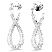 Hyperbola drop earrings, Infinity, White, Rhodium plated by SWAROVSKI