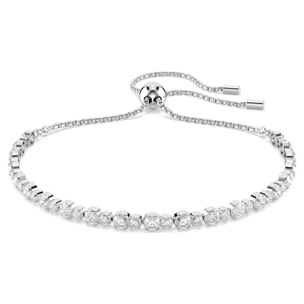 Matrix Tennis bracelet, Mixed round cuts, White, Rhodium plated by SWAROVSKI