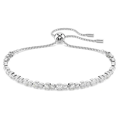 Matrix Tennis bracelet, Mixed round cuts, White, Rhodium plated by SWAROVSKI