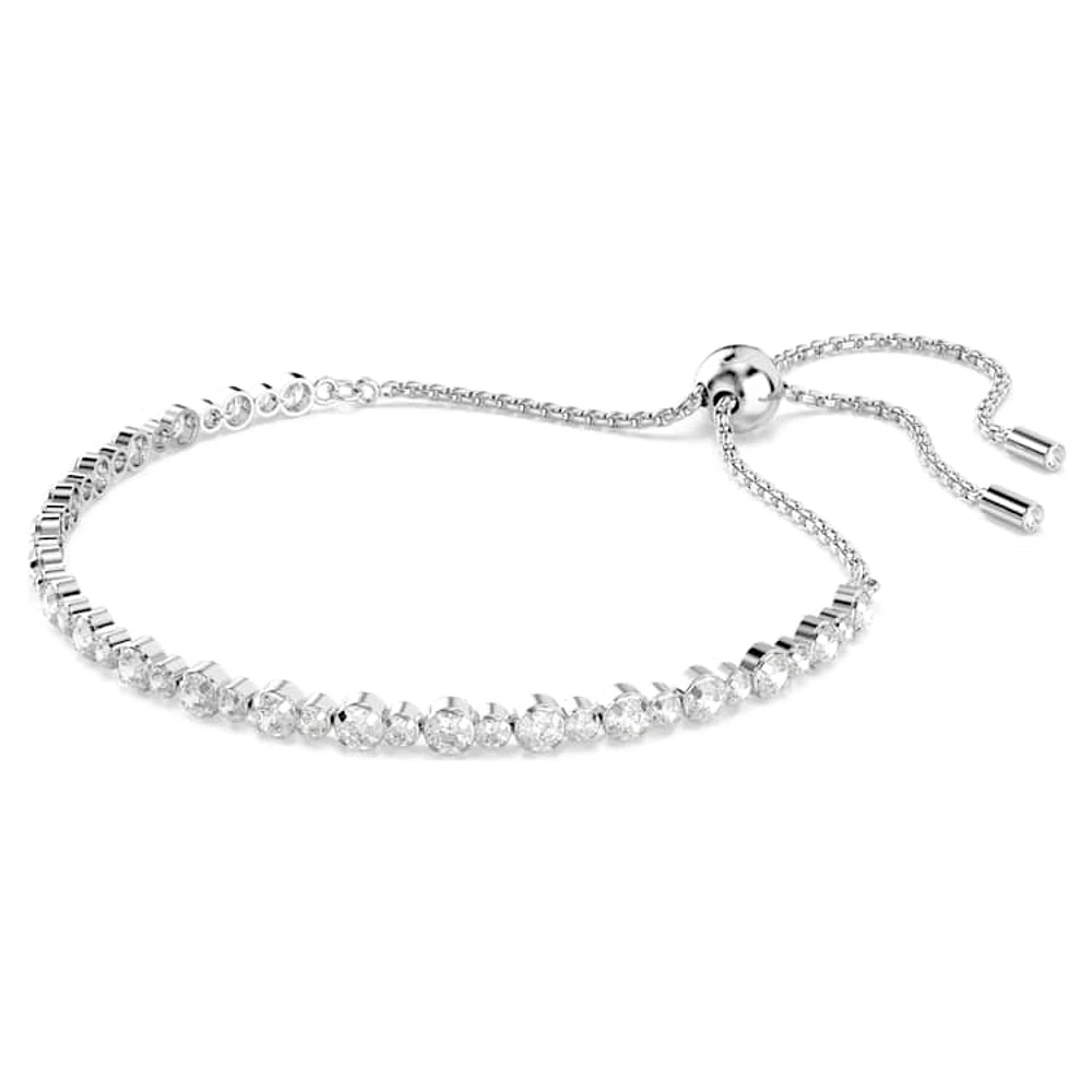 Matrix Tennis bracelet, Mixed round cuts, White, Rhodium plated by SWAROVSKI