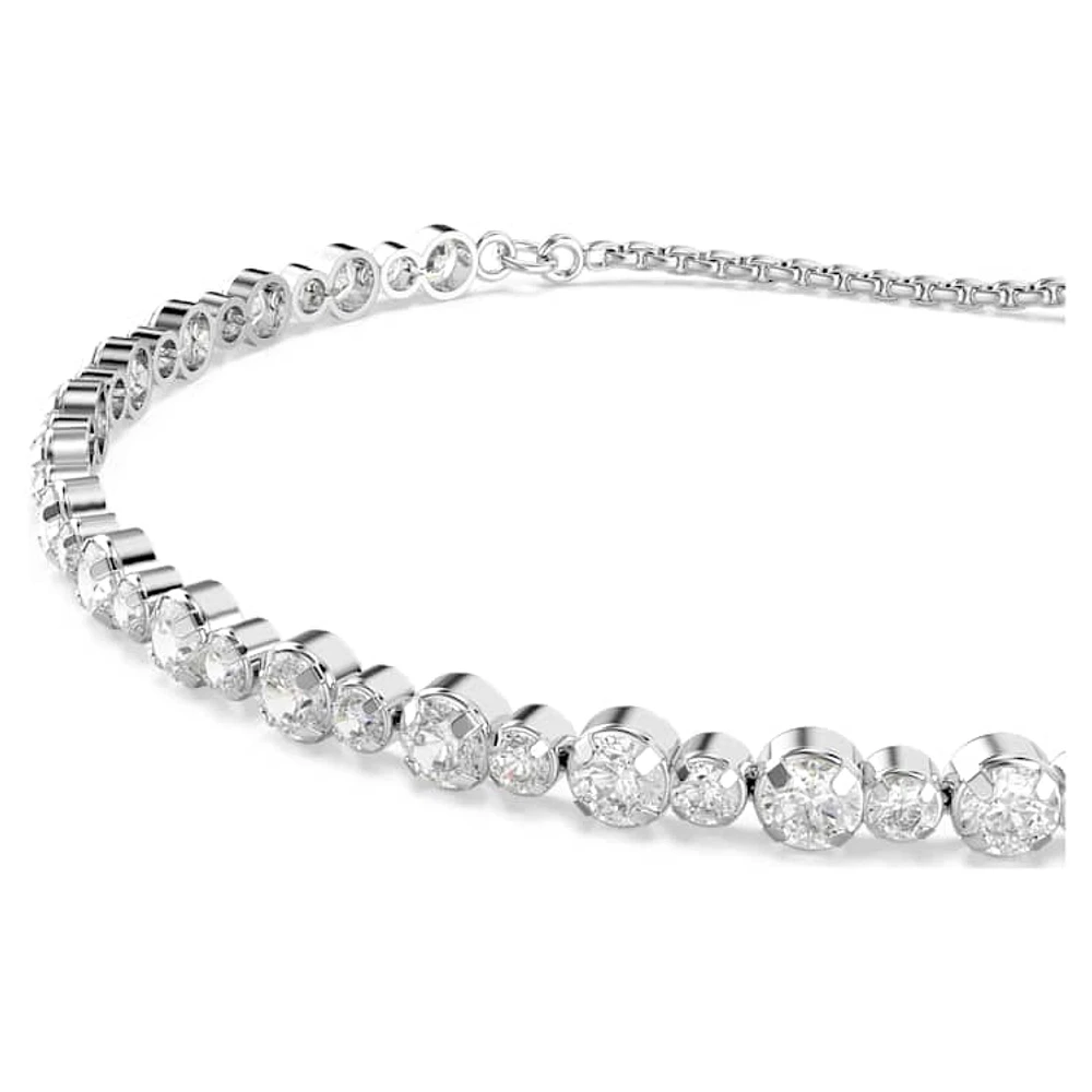 Matrix Tennis bracelet, Mixed round cuts, White, Rhodium plated by SWAROVSKI