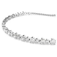 Matrix Tennis bracelet, Mixed round cuts, White, Rhodium plated by SWAROVSKI