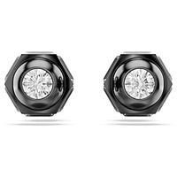 Numina stud earrings, Round cut, White, Ruthenium plated by SWAROVSKI