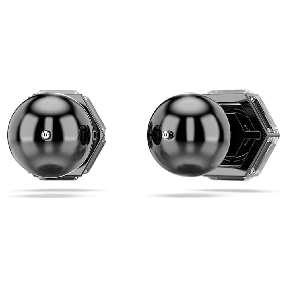 Numina stud earrings, Round cut, White, Ruthenium plated by SWAROVSKI