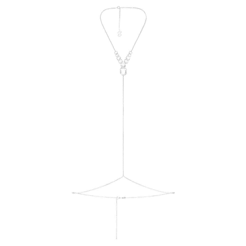 Swarovski x SKIMS body chain, Mixed cuts, Box chain, Y-shape, White, Stainless steel by SWAROVSKI