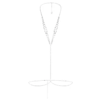 Swarovski x SKIMS body chain, Mixed cuts, Cupchain, V-shape, White, Rhodium plated by SWAROVSKI