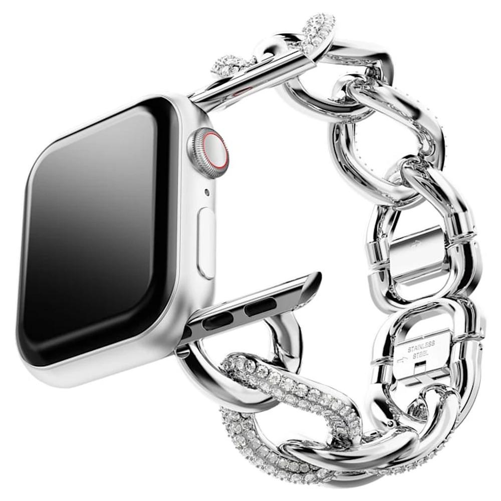 Sparkling chain strap, For Apple Watch® 40 mm & 41mm, Silver tone, Stainless steel by SWAROVSKI