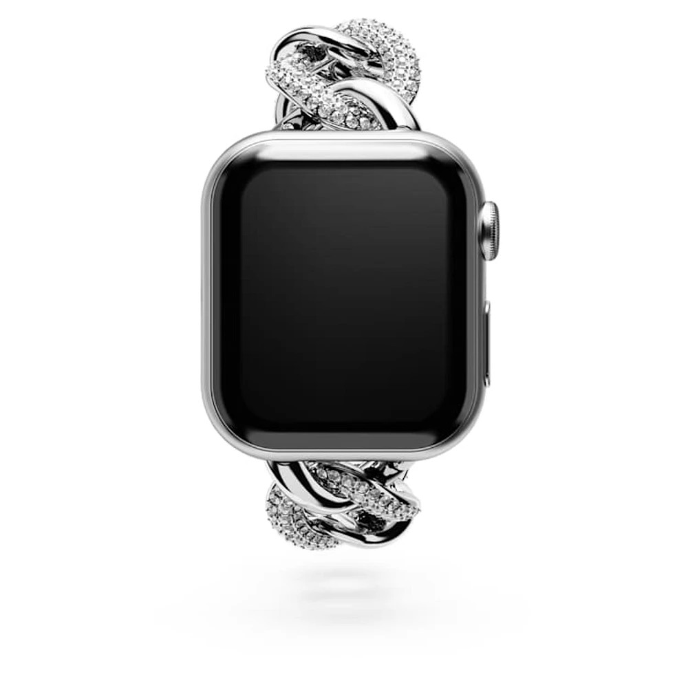 Sparkling chain strap, For Apple Watch® 40 mm & 41mm, Silver tone, Stainless steel by SWAROVSKI