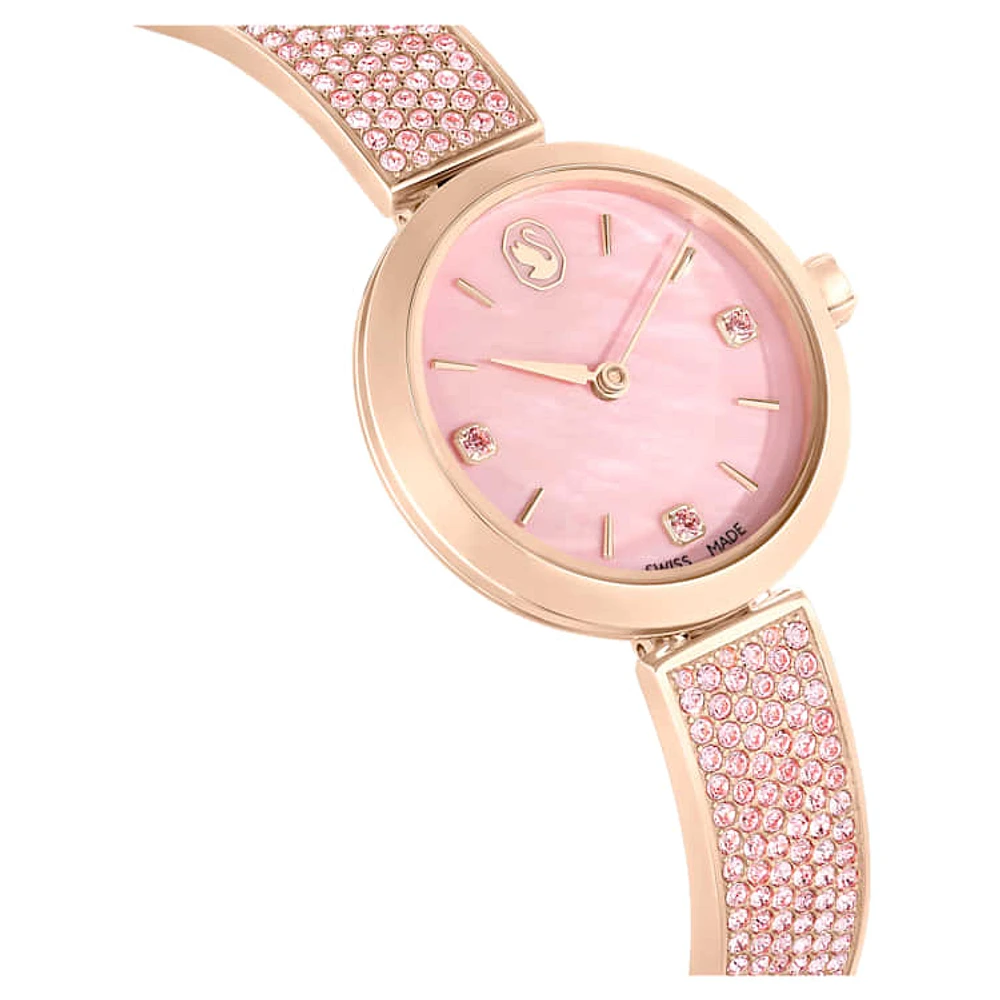 Illumina watch, Swiss Made, Crystal bracelet, Pink, Rose gold-tone finish by SWAROVSKI