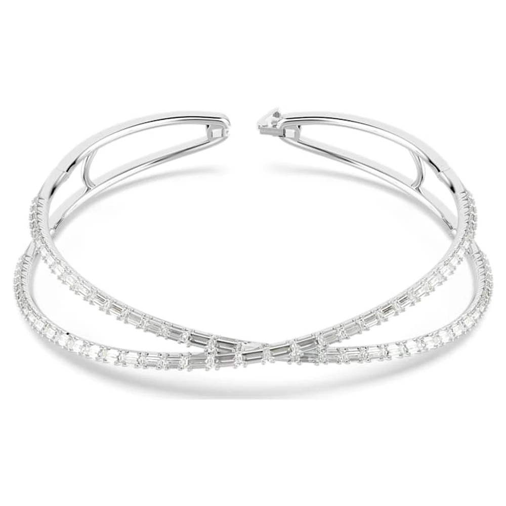 Hyperbola choker, Infinity, White, Rhodium plated by SWAROVSKI