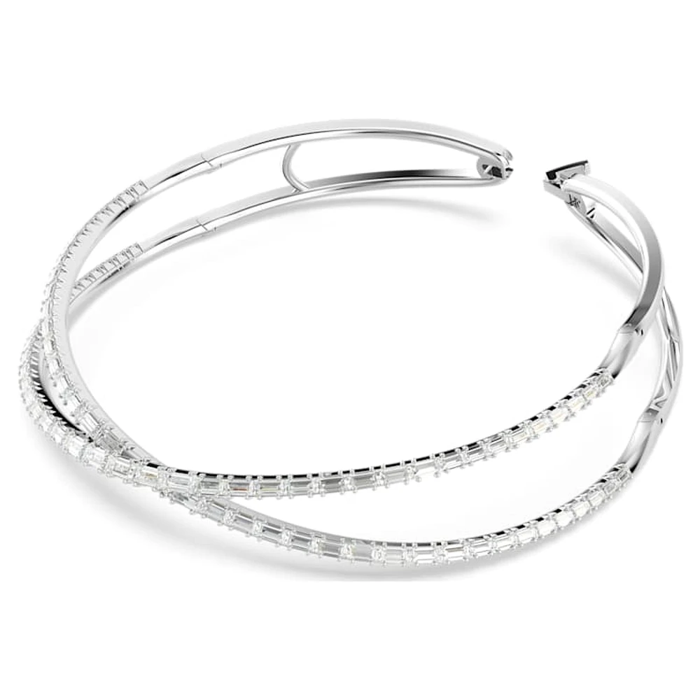 Hyperbola choker, Infinity, White, Rhodium plated by SWAROVSKI