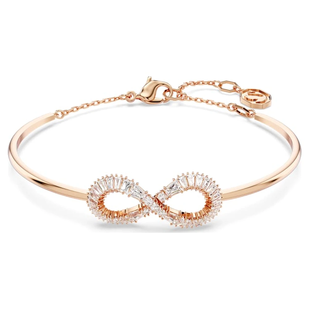 Hyperbola bangle, Infinity, White, Rose gold-tone plated by SWAROVSKI