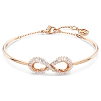 Hyperbola bangle, Infinity, White, Rose gold-tone plated by SWAROVSKI