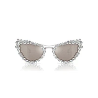 2 in 1 clip-on sunglasses, Statement, Cat-eye shape, SK7011, White by SWAROVSKI