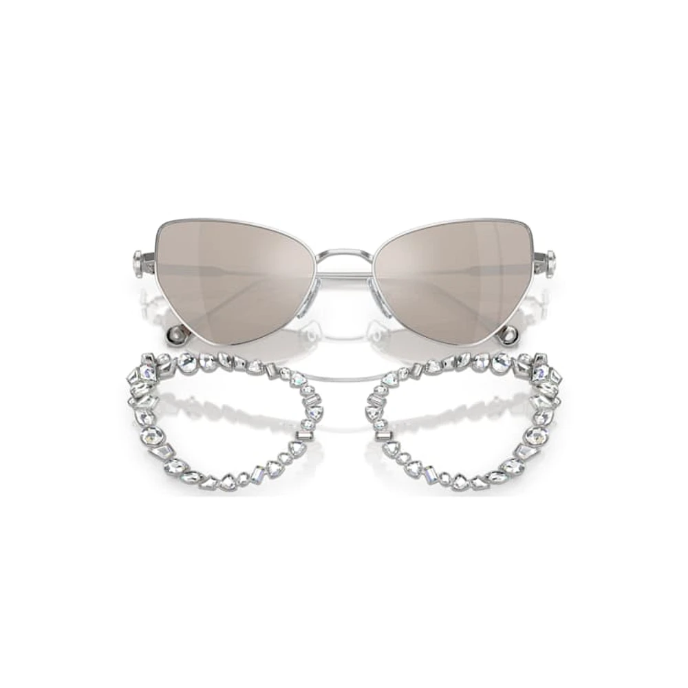 2 in 1 clip-on sunglasses, Statement, Cat-eye shape, SK7011, White by SWAROVSKI