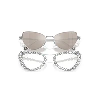 2 in 1 clip-on sunglasses, Statement, Cat-eye shape, SK7011, White by SWAROVSKI