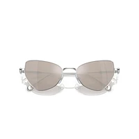 2 in 1 clip-on sunglasses, Statement, Cat-eye shape, SK7011, White by SWAROVSKI