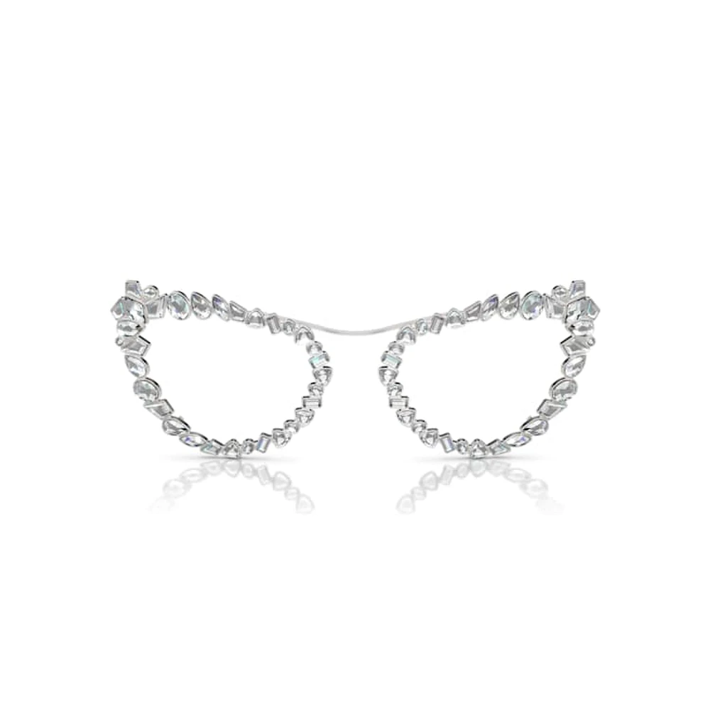 2 in 1 clip-on sunglasses, Statement, Cat-eye shape, SK7011, White by SWAROVSKI