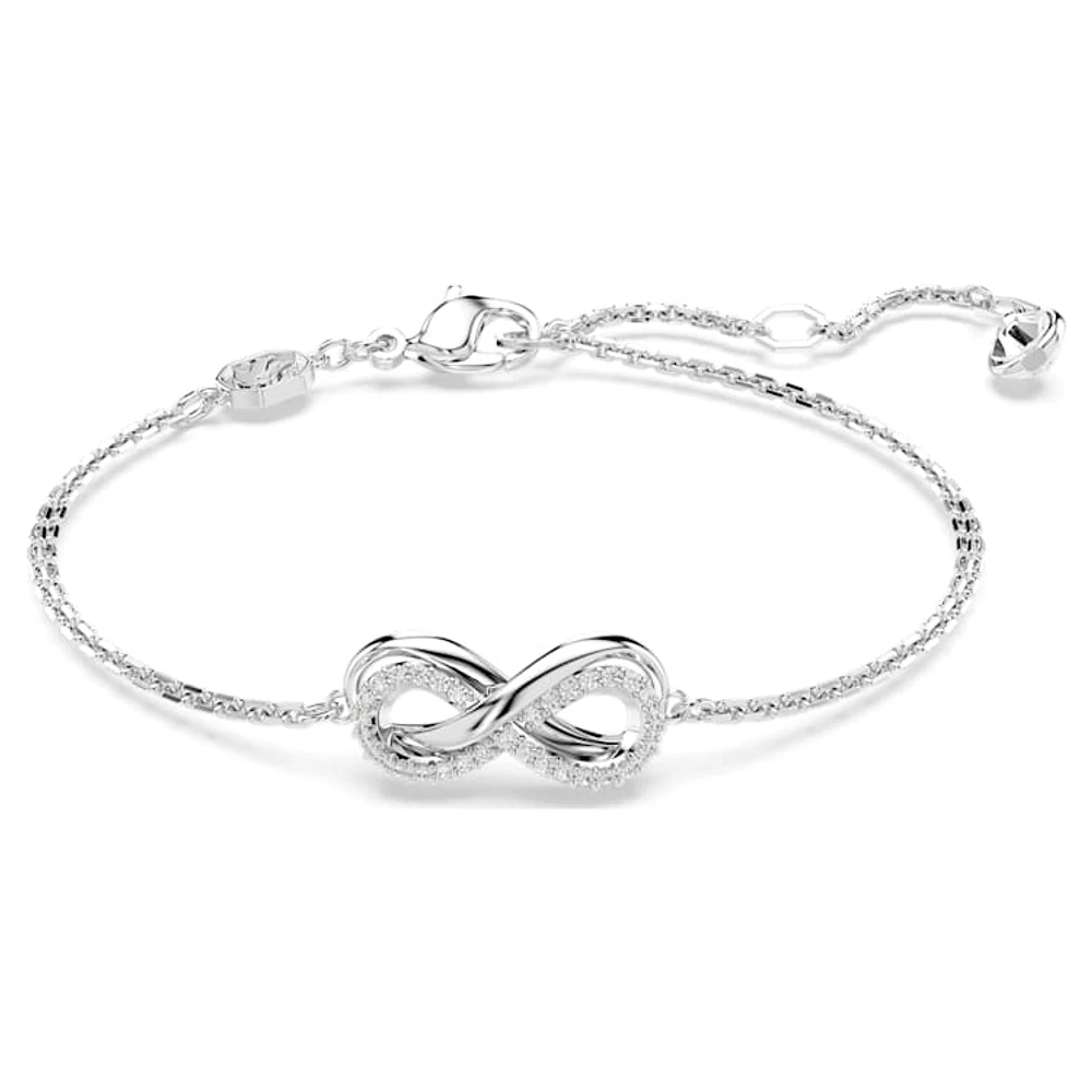 Hyperbola bracelet, Infinity, White, Rhodium plated by SWAROVSKI