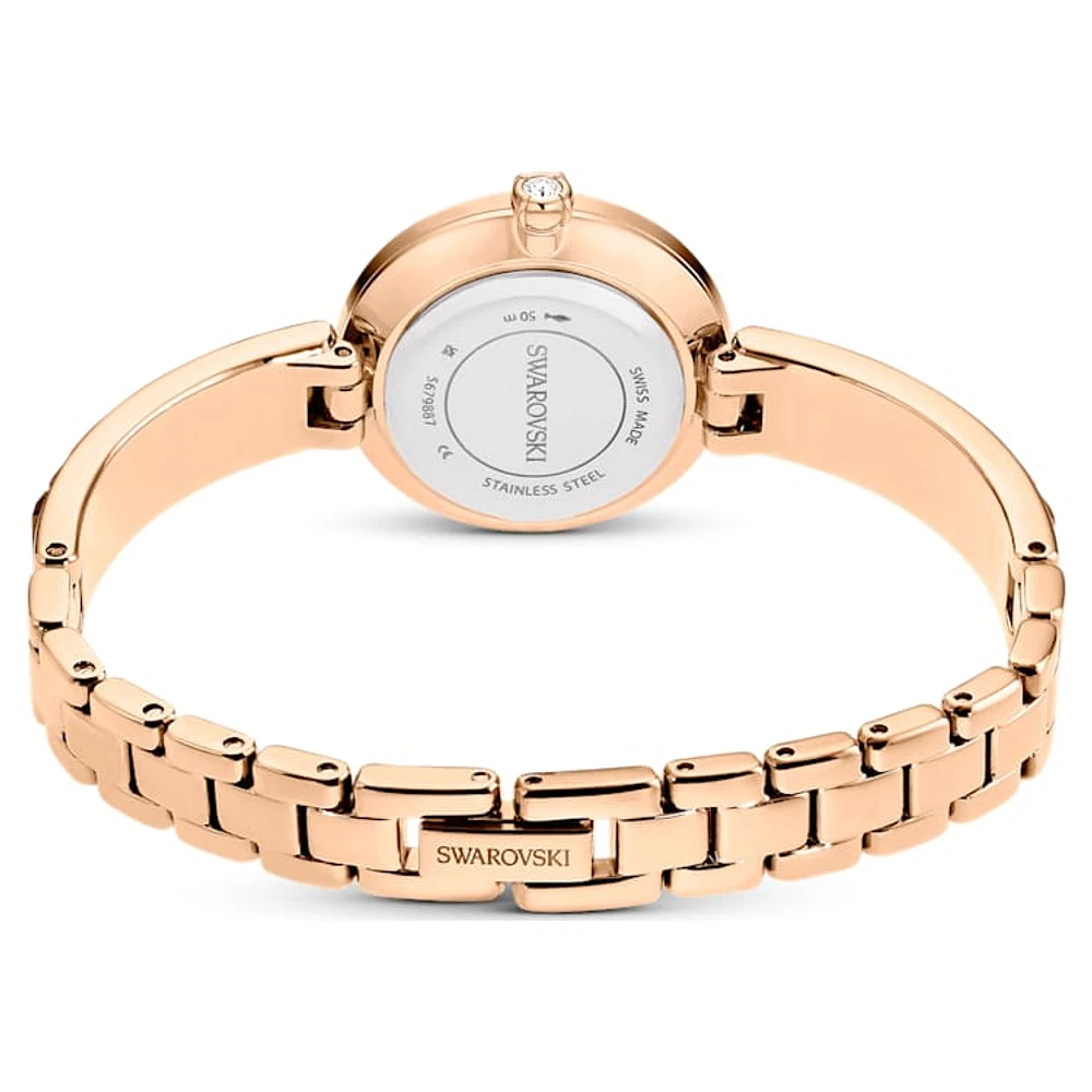 Matrix Bangle watch, Swiss Made, Crystal bracelet, Grey, Rose gold-tone finish by SWAROVSKI