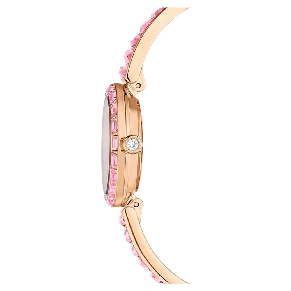 Matrix Bangle watch, Swiss Made, Crystal bracelet, Pink, Rose gold-tone finish by SWAROVSKI