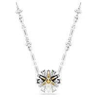 Idyllia necklace, Flower, Yellow, Rhodium plated by SWAROVSKI