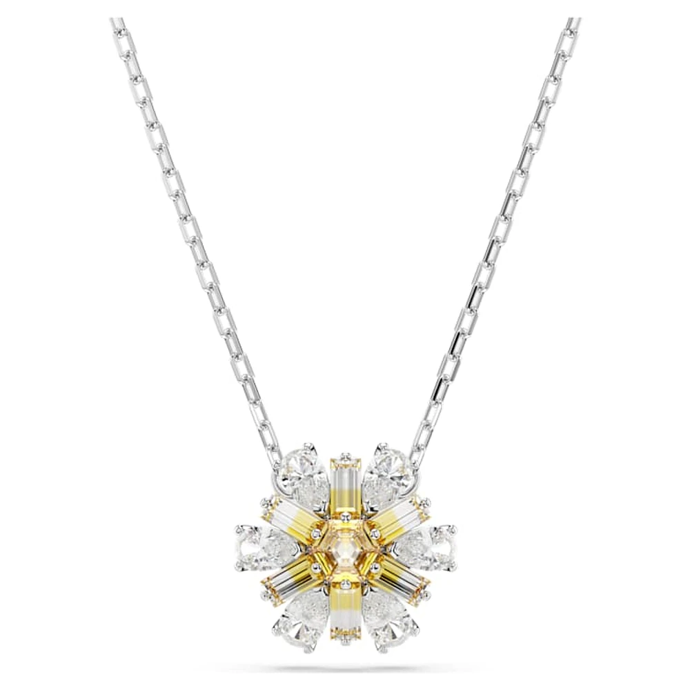 Idyllia pendant, Flower, Yellow, Rhodium plated by SWAROVSKI