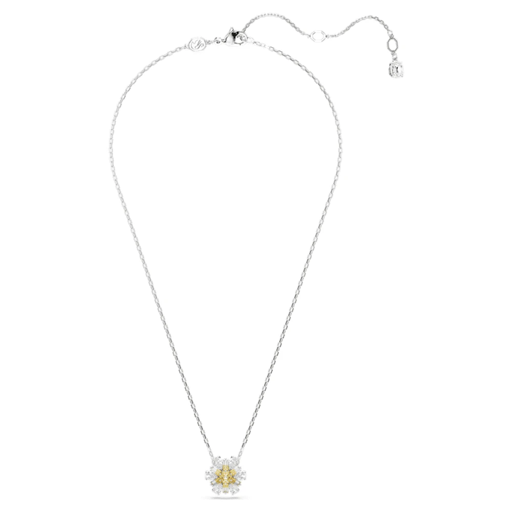 Idyllia pendant, Flower, Yellow, Rhodium plated by SWAROVSKI