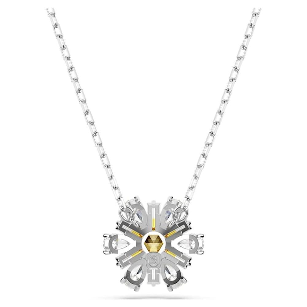 Idyllia pendant, Flower, Yellow, Rhodium plated by SWAROVSKI