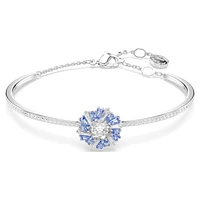 Idyllia bangle, Flower, Blue, Rhodium plated by SWAROVSKI