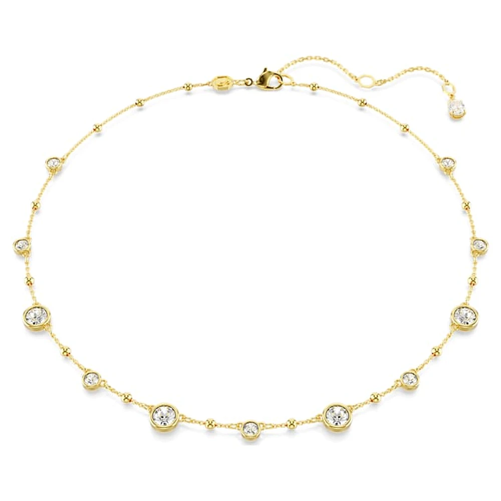 Imber necklace, Round cut, Scattered design, White, Gold-tone plated by SWAROVSKI