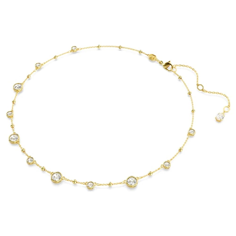 Imber necklace, Round cut, Scattered design, White, Gold-tone plated by SWAROVSKI