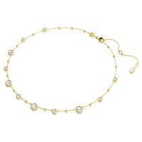 Imber necklace, Round cut, Scattered design, White, Gold-tone plated by SWAROVSKI