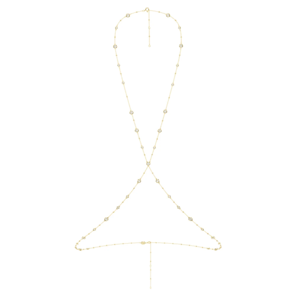 Imber body chain, Round cut, White, Gold-tone plated by SWAROVSKI