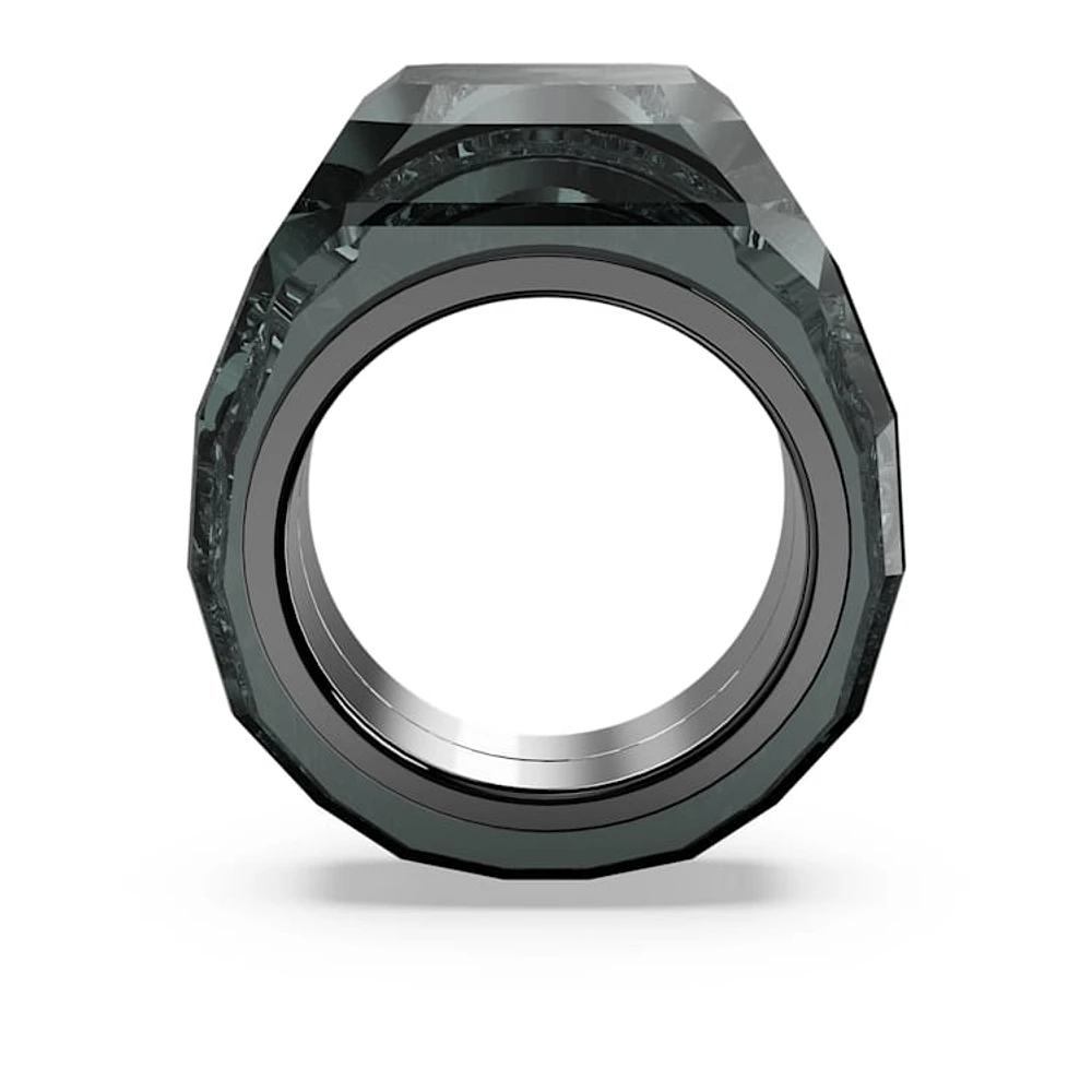 Lucent cocktail ring, Black, Ruthenium plated by SWAROVSKI