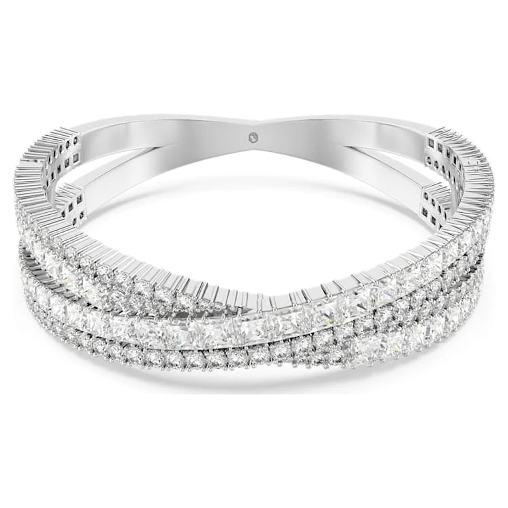 Hyperbola cuff, Mixed cuts, Infinity, White, Rhodium plated by SWAROVSKI