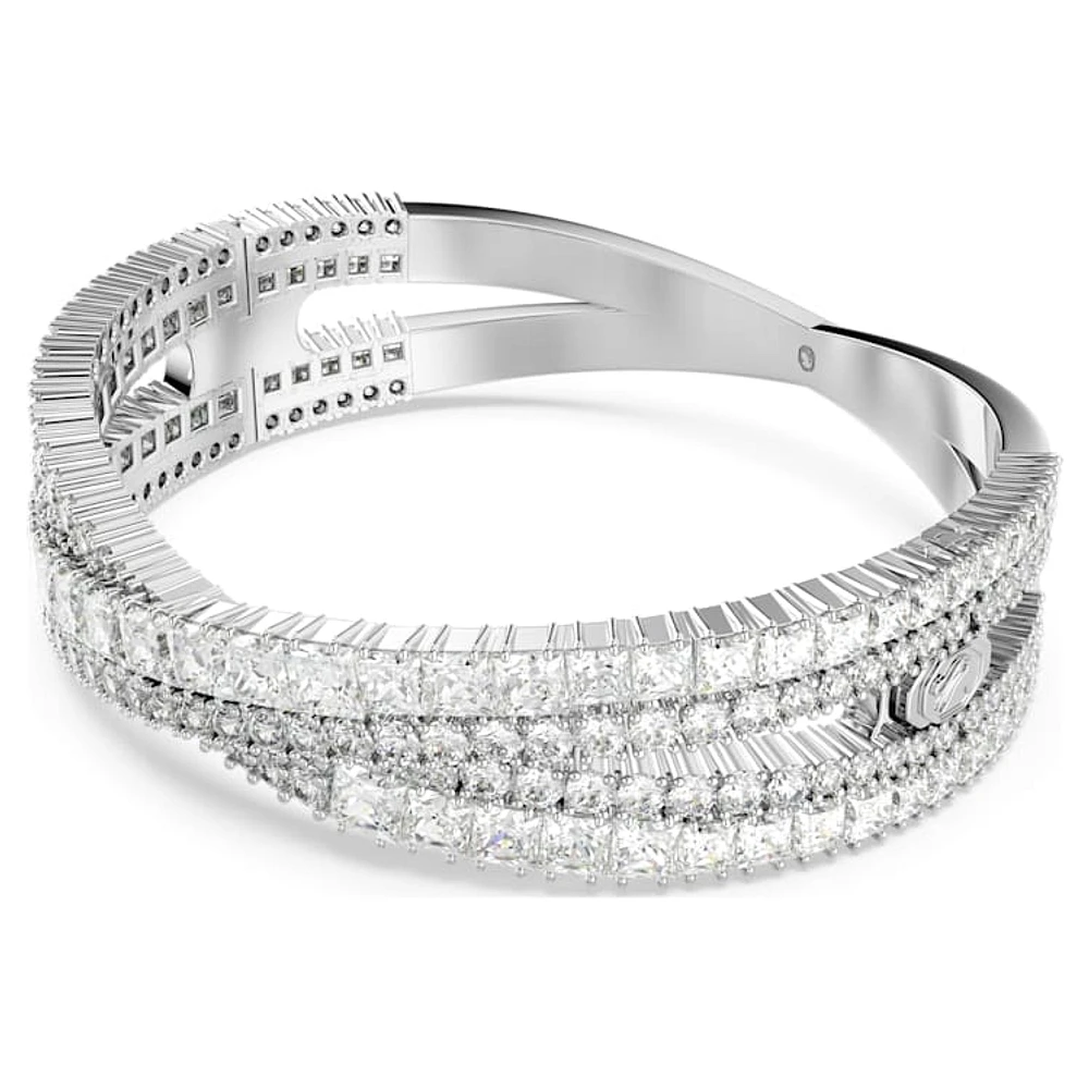 Hyperbola cuff, Mixed cuts, Infinity, White, Rhodium plated by SWAROVSKI