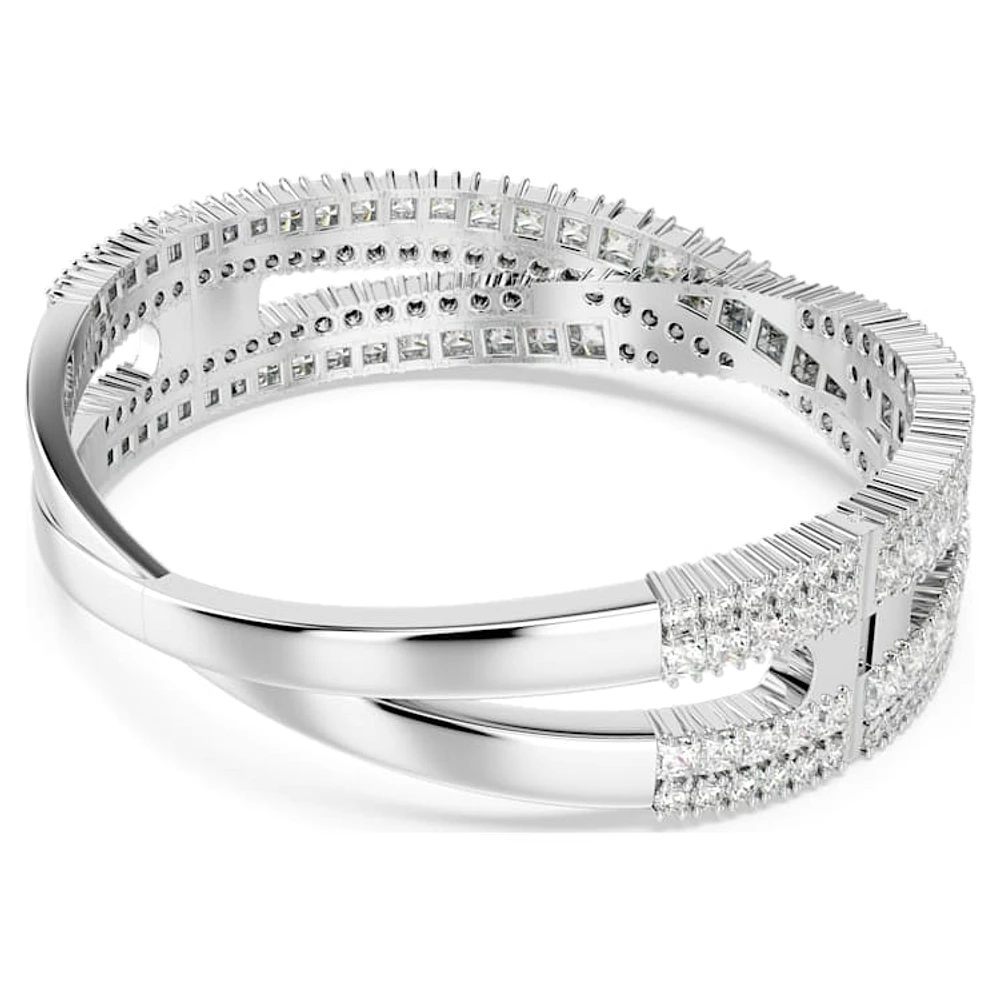 Hyperbola cuff, Mixed cuts, Infinity, White, Rhodium plated by SWAROVSKI