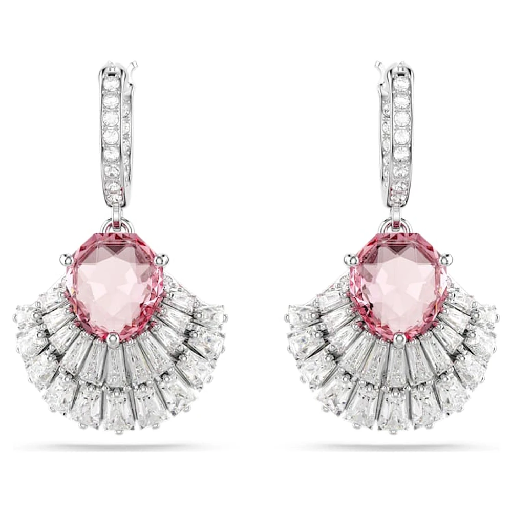 Idyllia drop earrings, Shell, Pink, Rhodium plated by SWAROVSKI