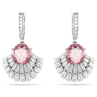 Idyllia drop earrings, Shell, Pink, Rhodium plated by SWAROVSKI