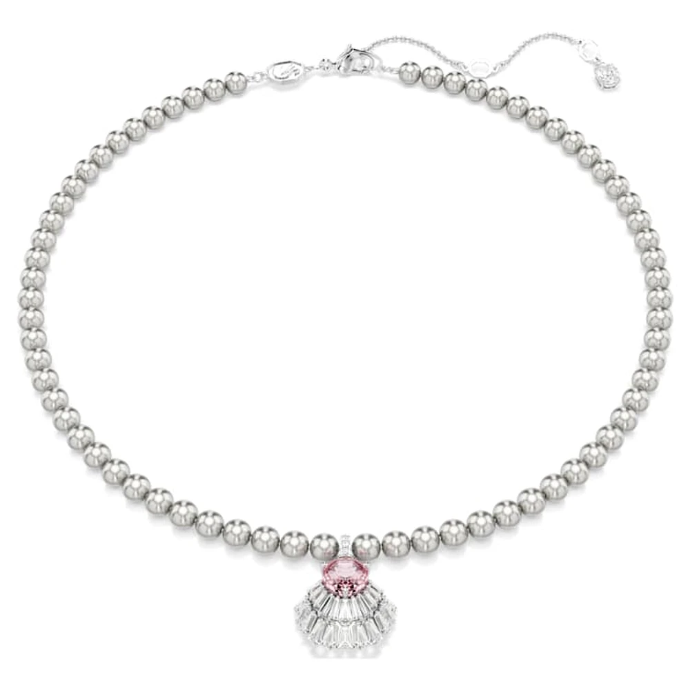 Idyllia pendant, Mixed cuts, Crystal pearls, Shell, Pink, Rhodium plated by SWAROVSKI