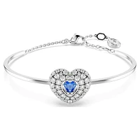 Idyllia bangle, Heart, Blue, Rhodium plated by SWAROVSKI