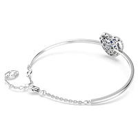 Idyllia bangle, Heart, Blue, Rhodium plated by SWAROVSKI