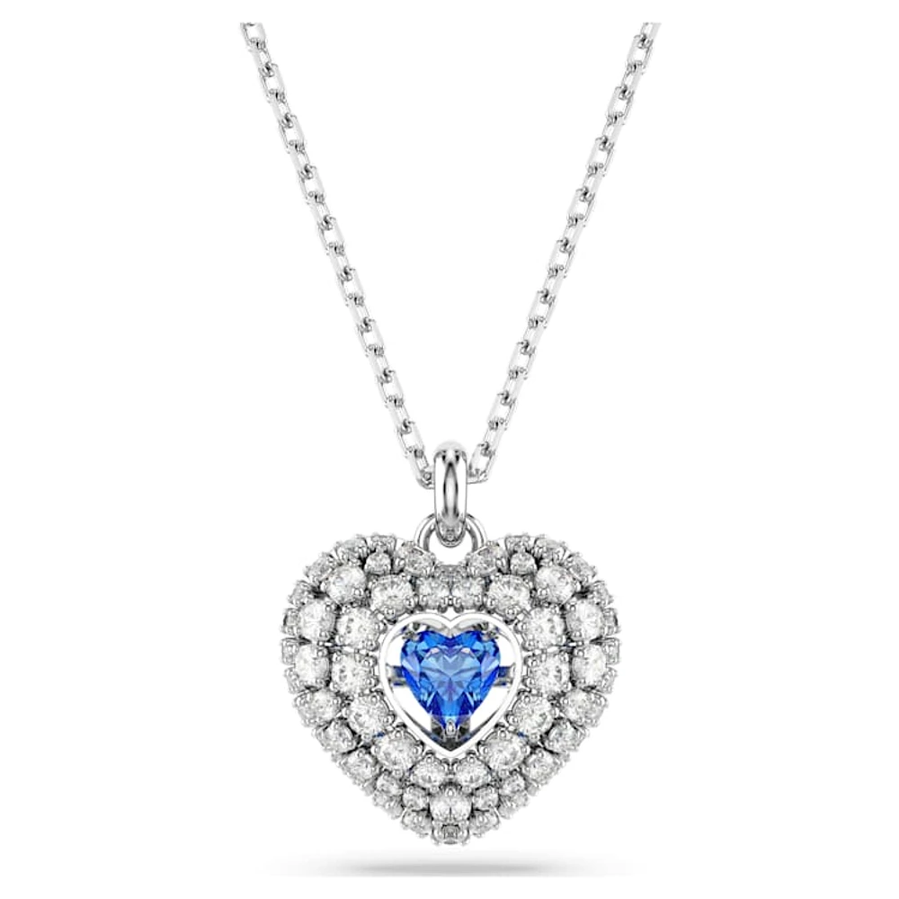 Idyllia pendant, Heart, Blue, Rhodium plated by SWAROVSKI