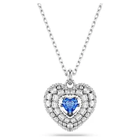 Idyllia pendant, Heart, Blue, Rhodium plated by SWAROVSKI