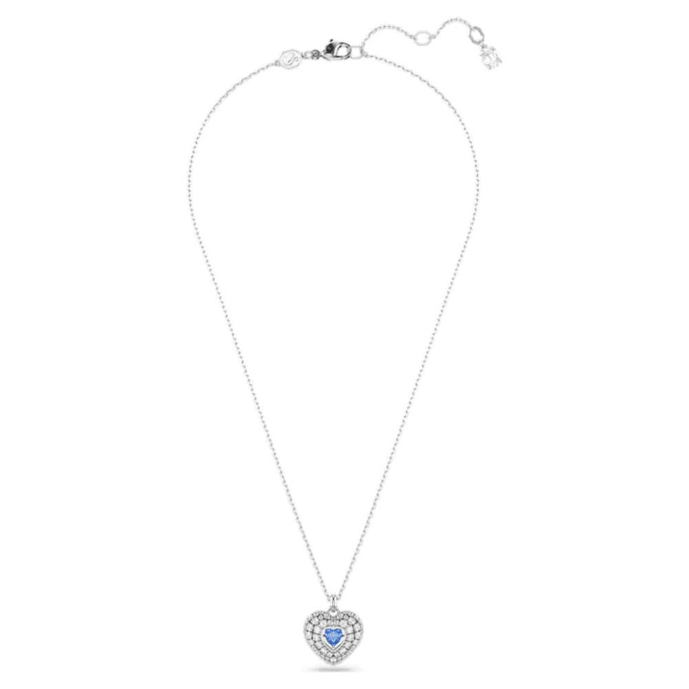 Idyllia pendant, Heart, Blue, Rhodium plated by SWAROVSKI