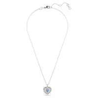 Idyllia pendant, Heart, Blue, Rhodium plated by SWAROVSKI