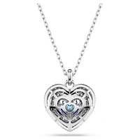 Idyllia pendant, Heart, Blue, Rhodium plated by SWAROVSKI